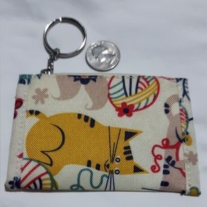 Keychain wallet, coin purse with cats. Novelty.